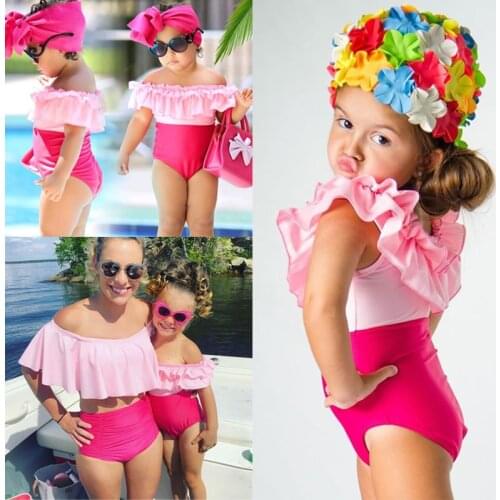 2018 Brand New Family Women Kids Baby Girls Swimsuit Swimwear Beachwear Bikini Set Patchwork Swimming Sets