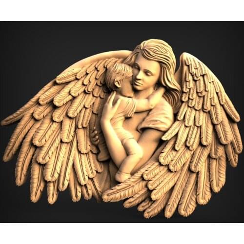 3D Model for CNC Router 3D Printer Artcam Aspire in STL format -Bas Relief Angel Mom Baby