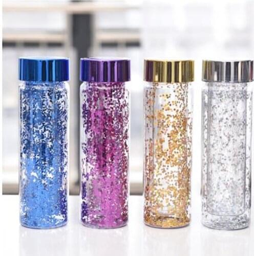 600ML Portable Fashion Bling Bling Leakproof Plastic Water Bottle Outdoor Sports Travel Camping Hiking Office Drinkware Kettle