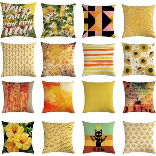 Cushion Cover Art Pillowcase Flower Throw Pillow Cover Cotton Linen 45x45cm Home decor For Sofa Cushion Cover