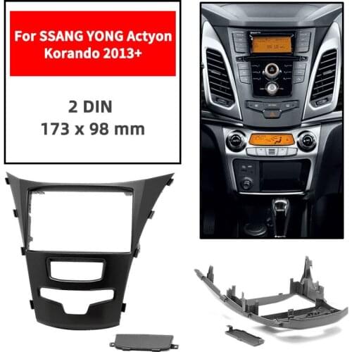 Double Din Radio Fascia for SSANG YONG Actyon/Korando 2013+ Panel Dash Mount Installation Trim Kit Face Black Frame GPS