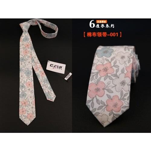 Necktie men and women tide narrow casual wild floral cotton printing groom wedding fashion student tie manufacturers