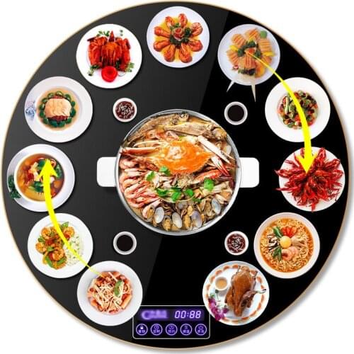 GR-2018 Round 100cm Meal Insulation Board Household Warming Board Hot Cutting Board Heating Warming Plate Dining Table Multifunc