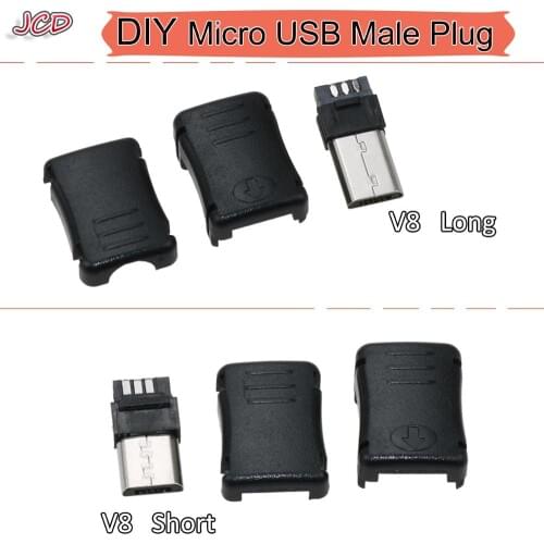 JCD New Micro USB Male Connector Male Micro USB Jack 2.0 5PIN 5 pin Plug Socket V8 With Plastic Cover For Kinds of DIY