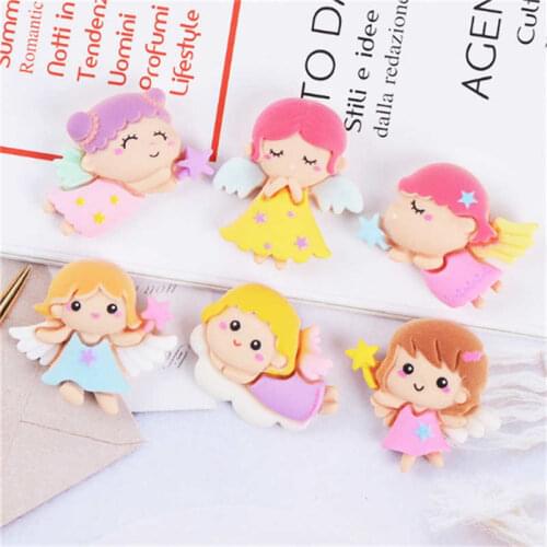 Julie Wang 20PCS Resin Cartoon Angel Girl Charms Random Mixed Pendant Jewelry Making Accessory Table Home Decor