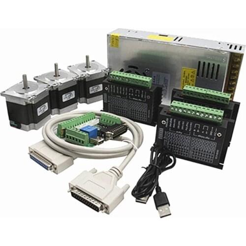 CNC Router Kit 3Axis 3 pcs TB6600 4A stepper motor driver + Nema23 motor 57HS5630A4+ 5 axis interface board+ power supply