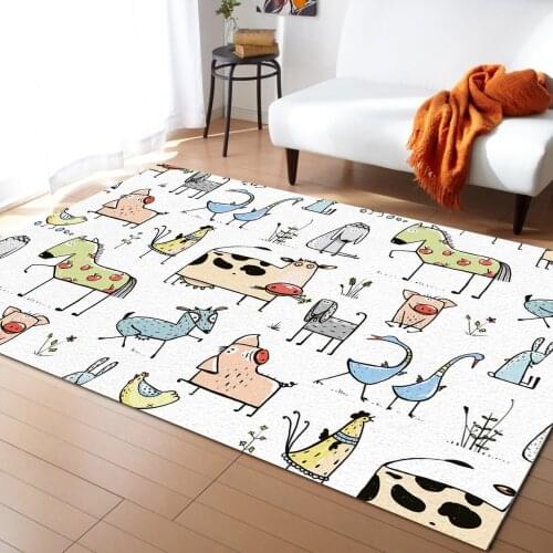 Cartoon Mammals Cattle Carpet Bedroom Room Bedside Blanket Rug for Living Room Cloakroom Carpet Bedroom Decor