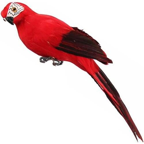 Creative Feather Lawn Figurine Artificial Bird Handmade Simulation Parrot 25cm Home Window Gardening Prop Decoration Miniature
