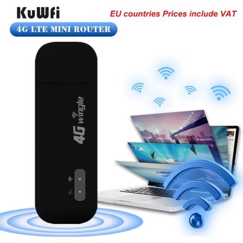 KuWFi Mini 4G Router 4G Wireless USB Modem Wifi Dongle Unlocked Mini Car Wireless Routers Mobile Wifi Hotspot With Sim Card Slot