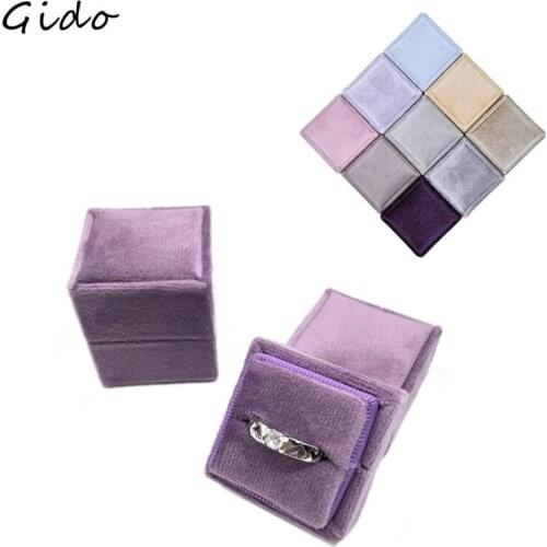 Square Ring Box Rings Box for Wedding Jewellery Store Packaging Gift Box Wholesales Velvet Container Jewelry Display Holder