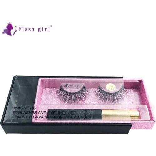 Flash Girl Handmade Natural Lashes Magnetic Eyelash With Eyeliner Set Waterproof Long-Lasting Liquid Eyeliner Mink Eyelashes