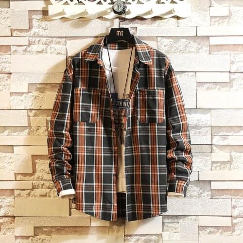 #6976 Man Shirts High Quality 2020 Spring Autumn Long Sleeve Plaid Shirt For Men Casual Cotton Loose Plus Asian Size M-5XL