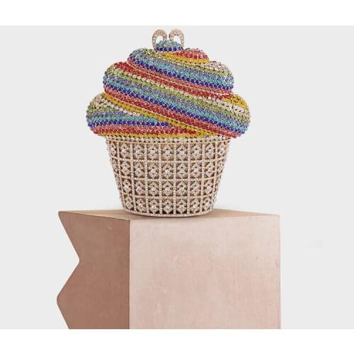 XIYUAN Novelty Ice-Cream Handbags Women Mini Rhinestone Evening Bags and Clutches Wedding Party Crystal Clutch Bag Purse Purses