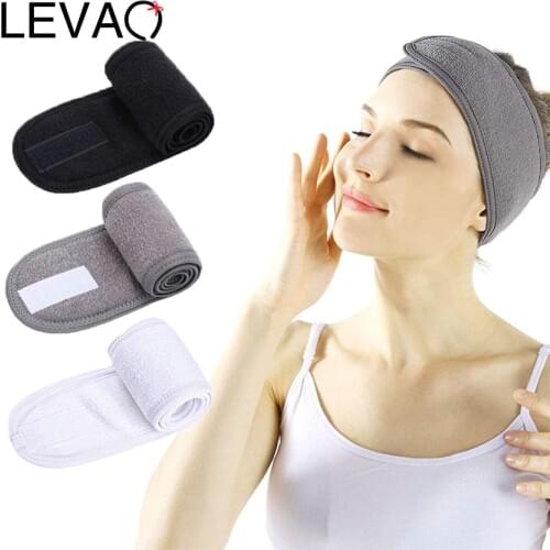 Levao Solid Color Sport Nylon Fastener Tape Headband Adjustable Soft Velvet Headbands Hair Scarf Band Non-Slip Makeup Hairbands