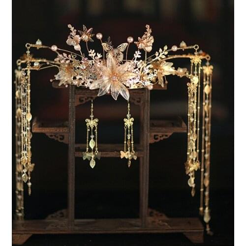 Luxury atmosphere bride headdress queen wedding rockhopper Chinese wedding ceremony hair accessories new style
