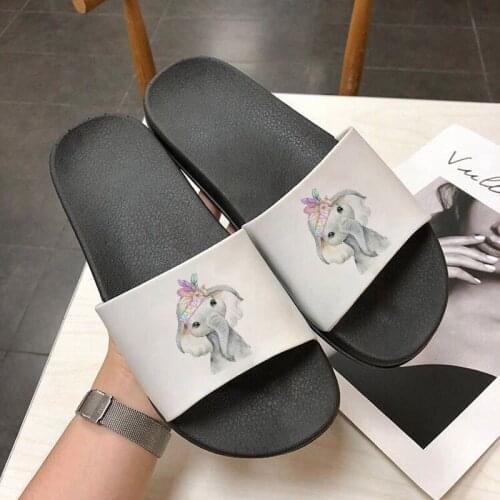 Cartoon animal Elephant women slippers ladies flip flops indoor home slipper Casual Sandals Non-Slip Soft Lovers Bathroom Shoes
