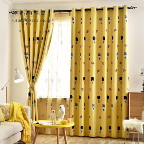 2021 New British Style Cartoon Soldier Printed Curtain Cloth Blackout Curtains Customized Curtain for Living Dining Room Bedroom
