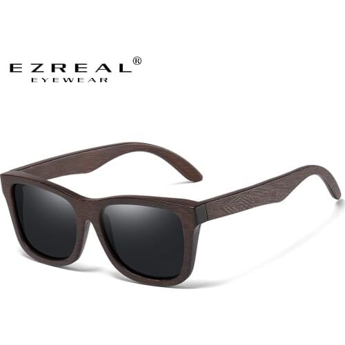 EZREAl New Fashion Bamboo Wood Polarized Sunglasses Driving Square Style Sun Glasses Male Goggle UV400 Women Men Brand Designer