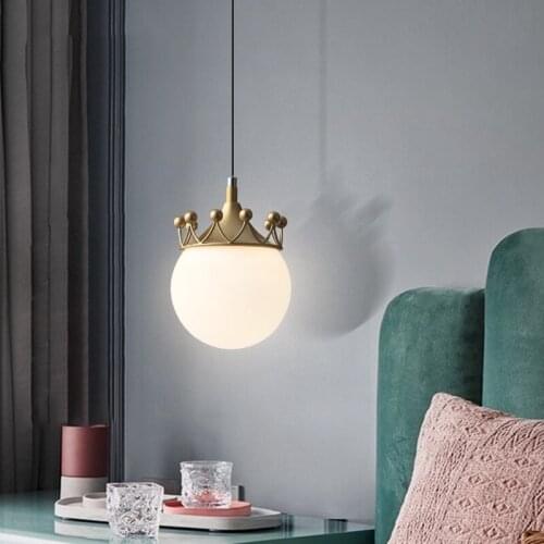 Modern Nordic Bedside Chandelier Bedroom Bar Restaurant Childrens Crown Simple And Contracted Decoration Small Pendant Light