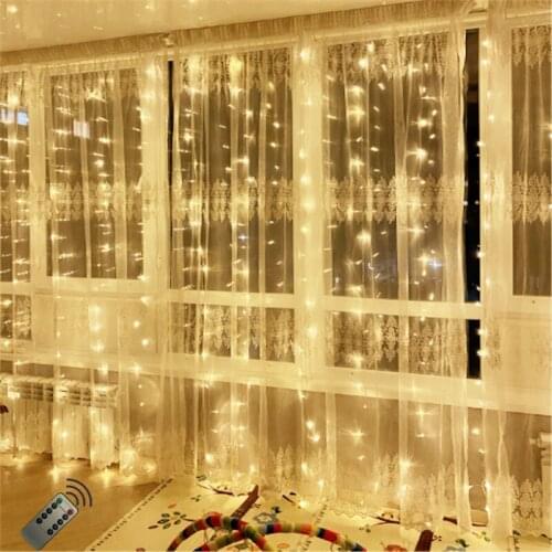 10pcs 3*3LED Remote Christmas Lights Led Curtain Icicle String Lights New Year Wedding Party Garland Fairy Copper Battery Lights