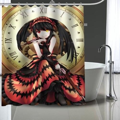 Waterproof Shower Curtain Can Be Customized Date A Live Bathroom Shower Bath Supplies Polyester Shower Curtain With Hooks