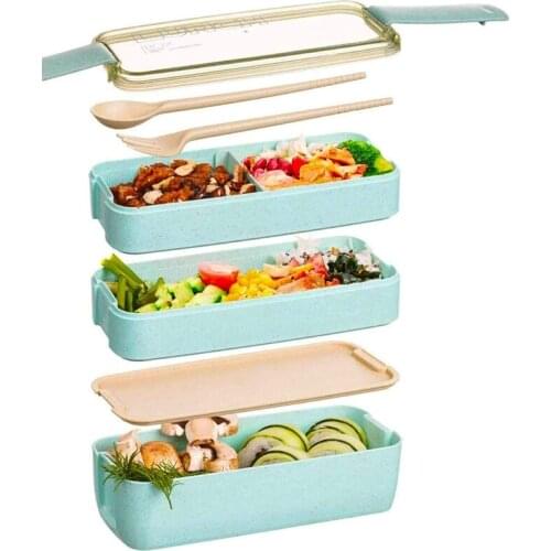 NHBR Japanese Lunch Box Bento Box Compartment Wheat Straw Eco-Friendly Bento Lunch Box Meal Prep Containers
