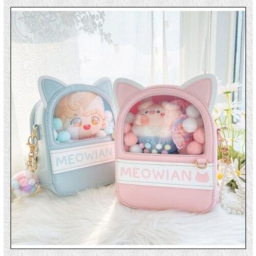 Harajuku Lolita Cute Peekaboo 20cm Doll Transparent Jelly Bag Backpack Messenger Bag Itabag Handbag Womens Kawaii Student Gift