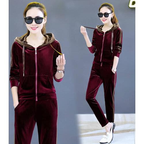 2020 Womens Fashion stripe Pathwork Two-piece Tracksuit Set Top + Pants 2pcs Athletic Suit Sports Wear Sets 3 Colors