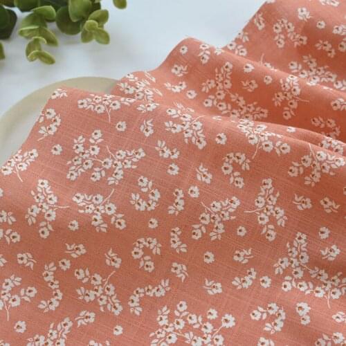 1meter 100% cotton orange flowers fabric for Childrens skirt dress DIY Summer clothes bag handwork fabric art XMT