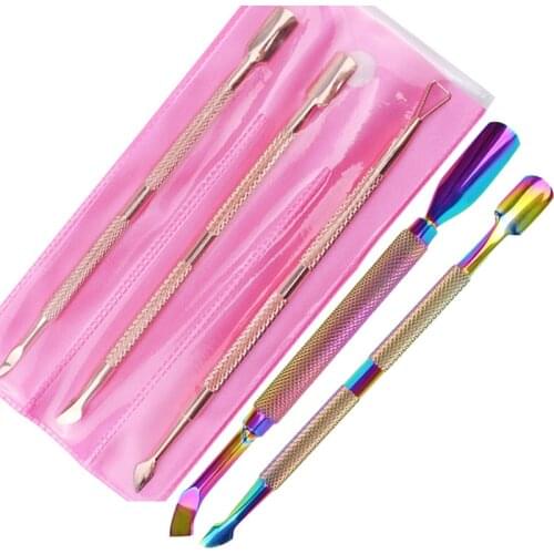 1/3pcs rose gold stainless steel cuticle cleaner manicure and pedicure nail nail file dead skin cuticle clean manicure tool