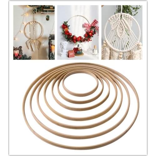 1/5pcs Home Decor Bamboo Ring Wooden Circle Round Catcher DIY Hoop For Flower Wreath House Garden Plant Decor Hanging Basket