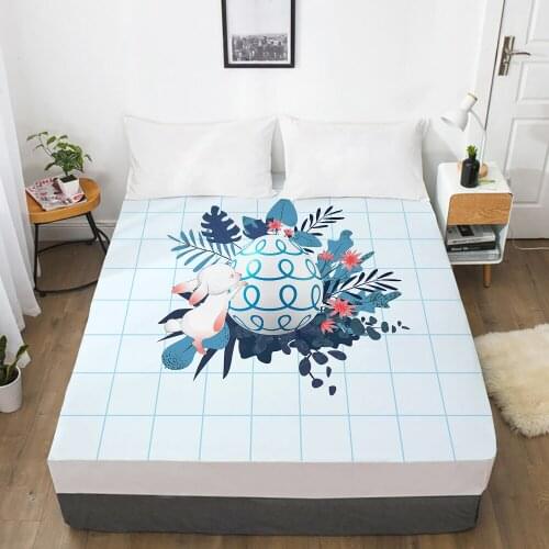 1pc bed sheet Elastic fitted sheet With An Elastic Band 150/180/200/160*200 Mattress Cover Double Bed cover Eastey Water blue