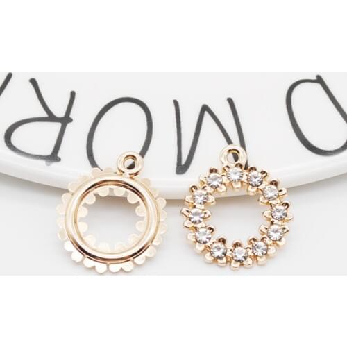 10pcs/pack New Arrival Round Shape Rhinestone Chams 21*24mm Geometric Pendants Jewelry Making Bracelet Hair Accessories