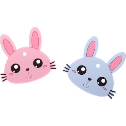 Cute Silicone Bunny Baby Teether 2pcs Babies Oral Care Accessories Bpa Free Infant Teething Pendant Necklace Fitting Nursing Toy