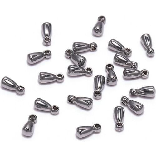 20pcs/lot 2.6*6.2mm Stainless steel Bead Findings Extender Chain Pendant Water Drop End Beads For DIY Jewelry Making Accessories