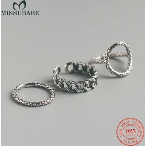 2021 New Design Silver 925 Rings Snake Skin Pattern Open Ajustable Punk Rock Cool Style Fashion Genuine Jewelry For Women Female