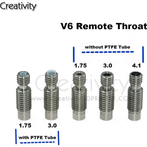 5PC/lot 3D Printer Part V6 Remote Throat Heat Break Hotend M6 For 1.75 /3.0/4.1mm Filament Stainless Steel v6 Throat