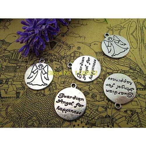 75pcs angel Charms,Antique Tibetan silver Tone guardian angel for happiness Charms Pendant 20x18mm