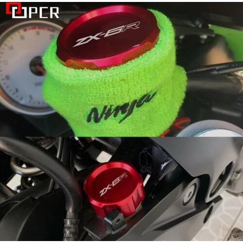 Moto Accessories For Kawasaki ZX6R CNC Front Rear Brake Fluid Reservoir Cap Cover ZX-6R ZX 6R 2007-2015 2016
