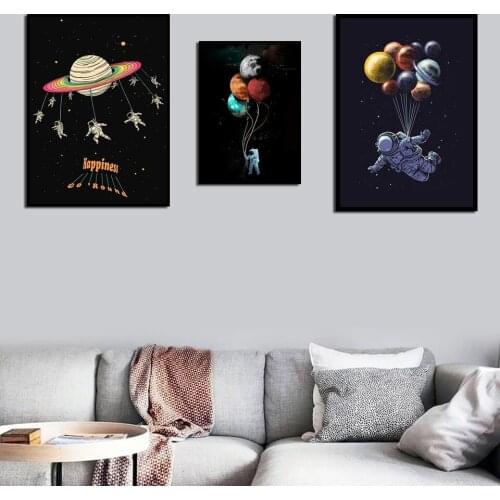 Astronaut Cartoon Balloon HD Print Wall Art Canvas Painting Nordic Poster Abstract Living Room Home Decoration