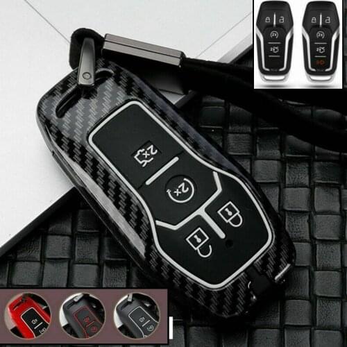 Carbon Fiber Alloy Car Key Fob Case Cover Holder For Ford Lincoln Accessories