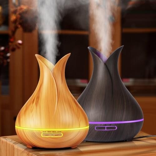 400ml Wood Ultrasonic Air Humidifier Aroma Essential Oil Diffuser 7 Color Changing LED Lights With Remote Control Board 20#1127