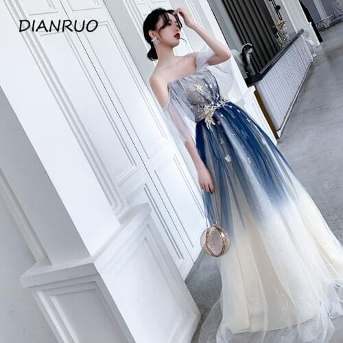 Long Fantasy Forest Gradient Starry Sky Banquet Evening Dress New Temperament Long Fairy Student Host Girl Birthday Dress A006