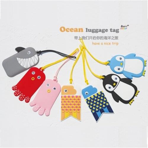 Travel Accessories Ocean Cute Animals Luggage Tag Silica Gel Suitcase ID Addres Holder Baggage Boarding Tags Portable Label