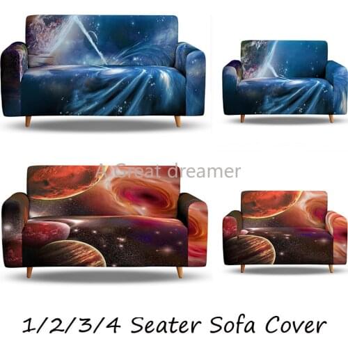 3D Print Elastic Sofa Covers Fantasy Star Sky Planet For Living Room Luxury Shape Sofa Cover 1/2/3/4 Seaters Dropshipping
