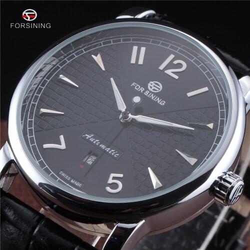 Forsining Men Business Classic Simple Design Calendar Display White Dial Male Wrist Watches Men Automatic Watch Top Brand Luxury