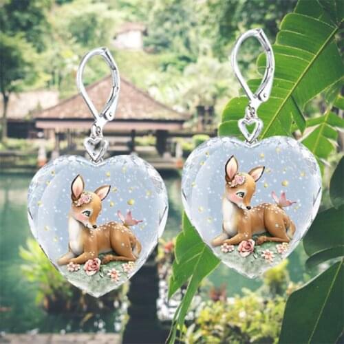 Exquisite Romance Heart-Shaped Earrings for Women Aesthetic for Women Fashion Crystal Earrings Fawn Cute Accessories for Women
