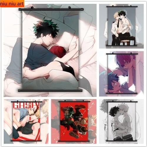 Canvas Painting Boku No Hero Academia Yaoi Bakugou Katsuki Midoriya Izuku Todoroki Shoto Japanese Anime Room Decor