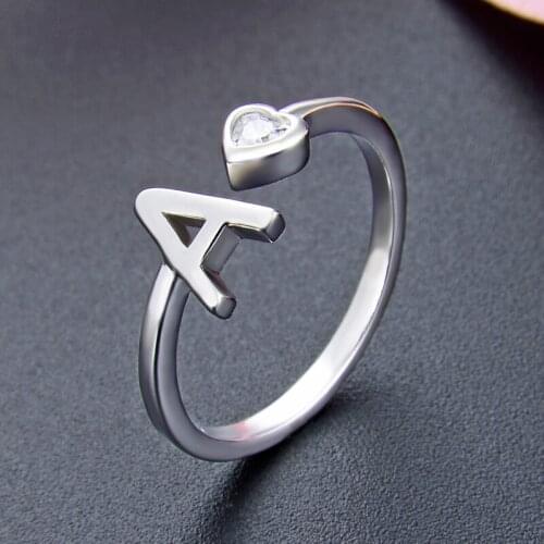 26 Letter Ring S925 Silver Color Ring Adjustable Silver Color Fashion Exquisite Gift Jewelry Girlfriend Anniversary Gift