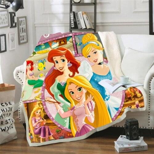 Disney Snow White Belle princess patterned comfortable soft blanket cartoon 3D blanket girl adult sofa bedding home textile